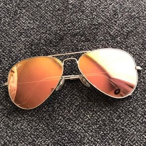 Ray-Ban Aviators -Rose Gold Flash Lens; silver frames